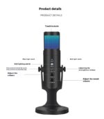 RGB Colorful Breathing Ambience Light USB Condenser Microphone - Image 10